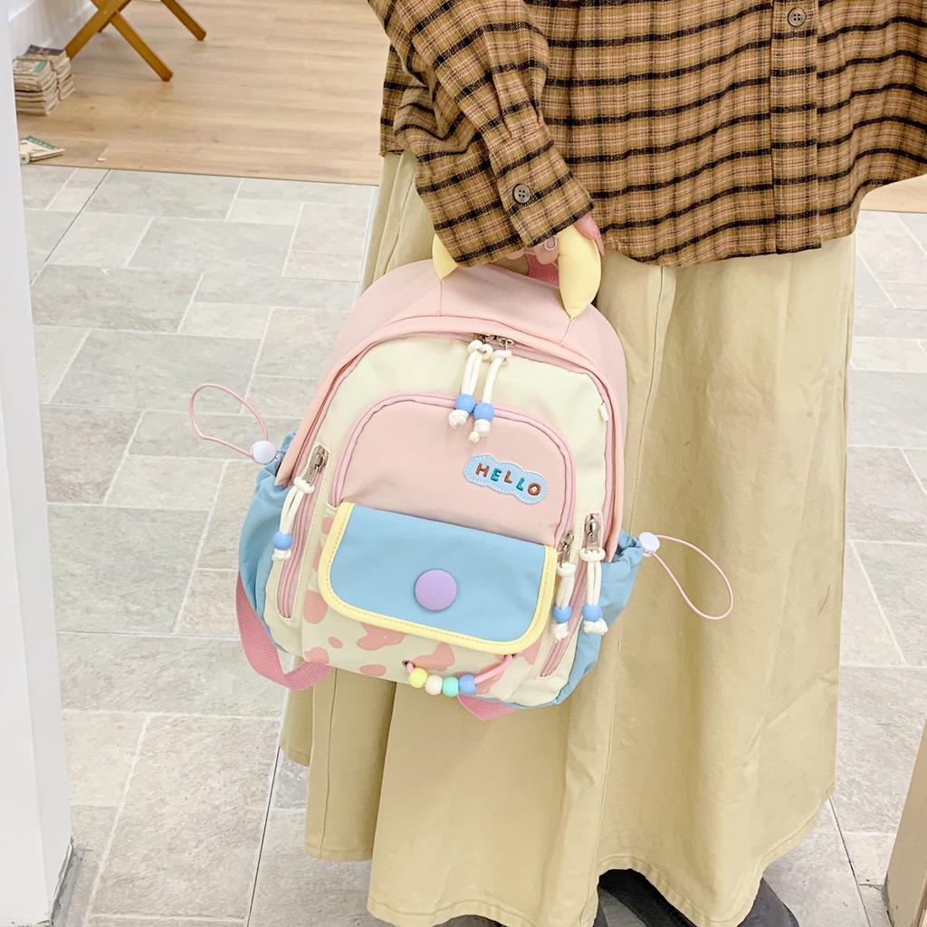 Schoolbag small fresh high-value girl leisure travel backpack contrasting colors versatile middle school students make-up class mini schoolbag