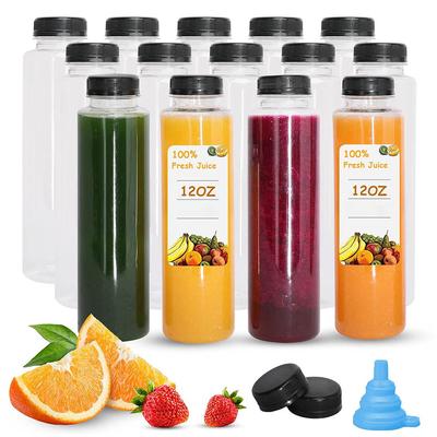 12OZ Juice Bottles with Caps Bulk, Empty Plastic Bottles with Tamper Evident Lids for Juicing,Protein Drinks and Beverage Drink