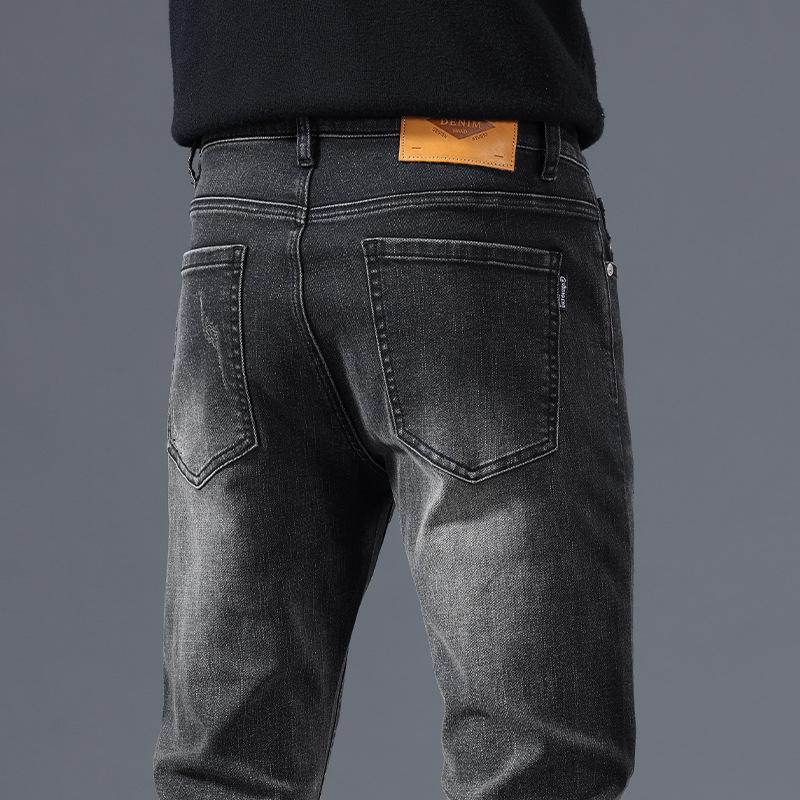 

2024 Мужские узкие хлопковые джинсы ностальгического синего цвета — модные, удобные, прямого кроя 29 (72cm) 110lb