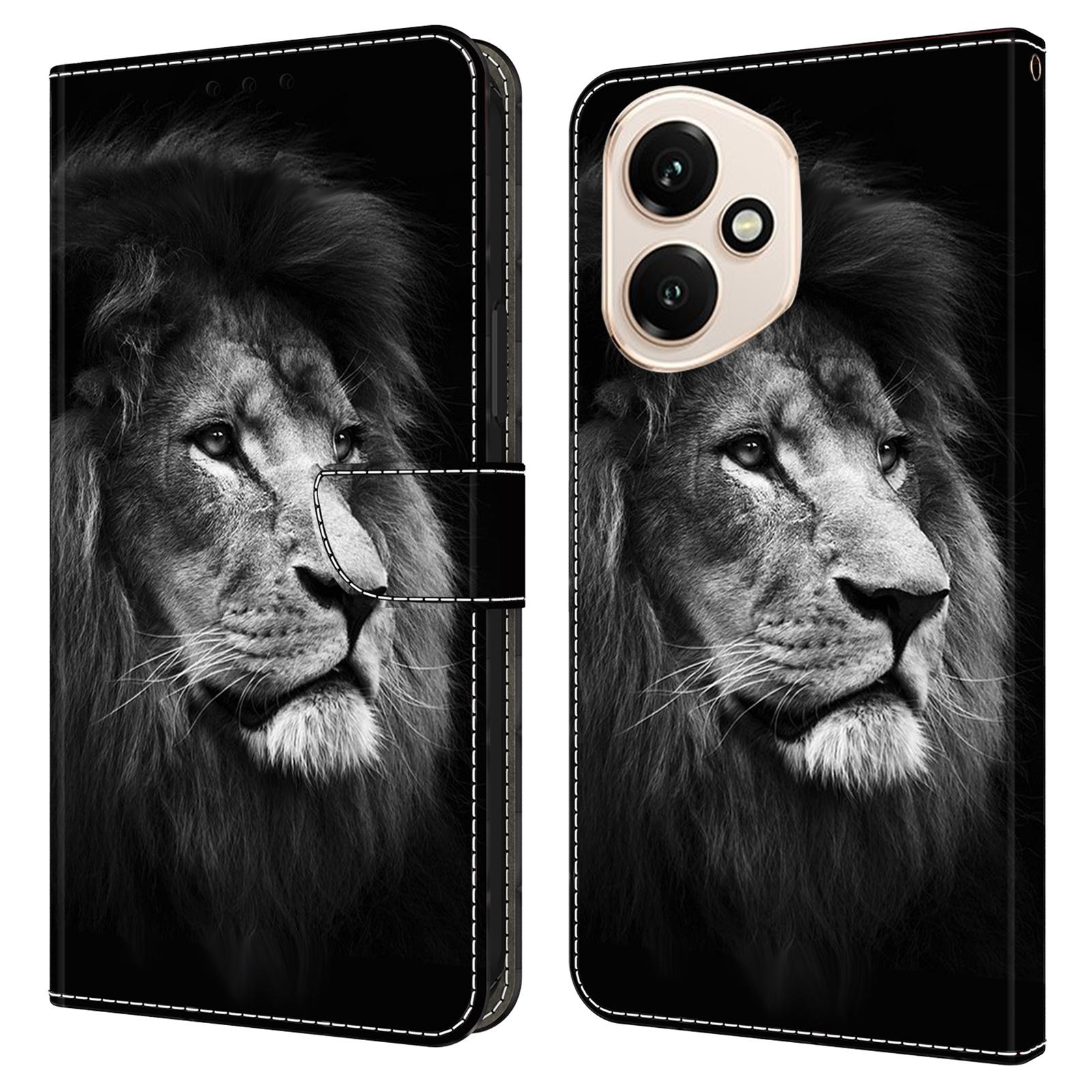 

Для Honor 400 5G (Глобальный) Чехол-кошелек с принтом, подставка, кожаный откидной чехол для телефона Lion