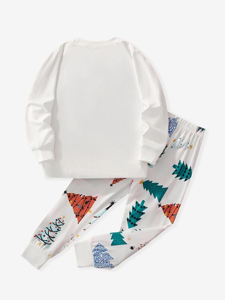 Ensemble Pyjama de Noël Automne/Hiver pour Enfants - Haut à Manches Longues & Pantalon avec Imprimé Dessin Animé
