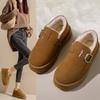 Fashion Women Suede Mules Platform Flats Boston 2024 Fashion Retro Outdoor Snow Boot Winter New Comfort House Shoe Plush Thick Cotton
