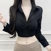 Trendy Women's Slimming Sexy Bust-Enhancing Long-Sleeve Cropped Shirt