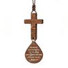With Pendant Car Rearview Mirror Hanging Lightweight Keychain Ornament Bible Verse Charm Wood Cross Pendant