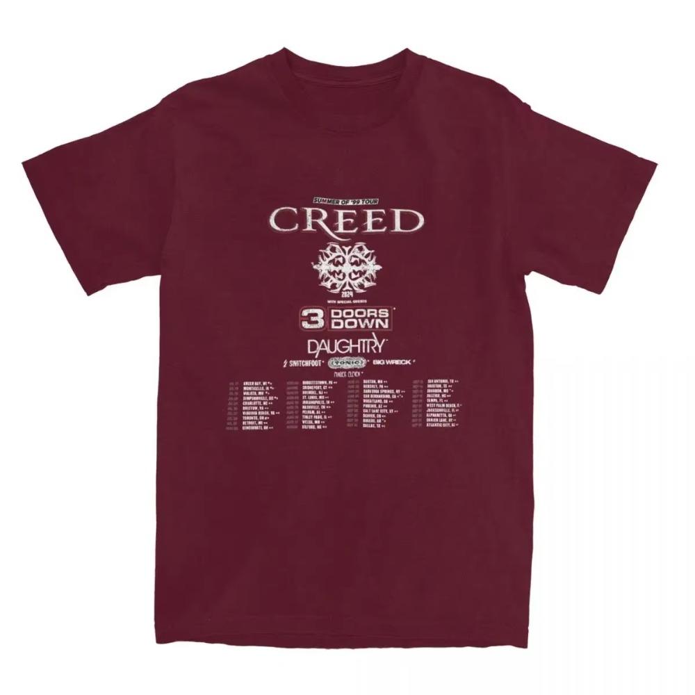 Summer Of 99 Creed Band 2024 Tour Shirt Accessories for Men Women  Vintage Tee Shirt Short Sleeve Clothing Gift Idea