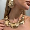 Geometric Gold Silver Color Jewelry Set Bohemian Style Irregular Oval Chokers Necklaces  Gift