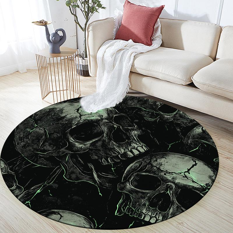 Pile of Skulls,Round Area Rug,Carpet Rug for Living Room Bedroom Sofa Playroom Decor,Non-slip Floor Mat