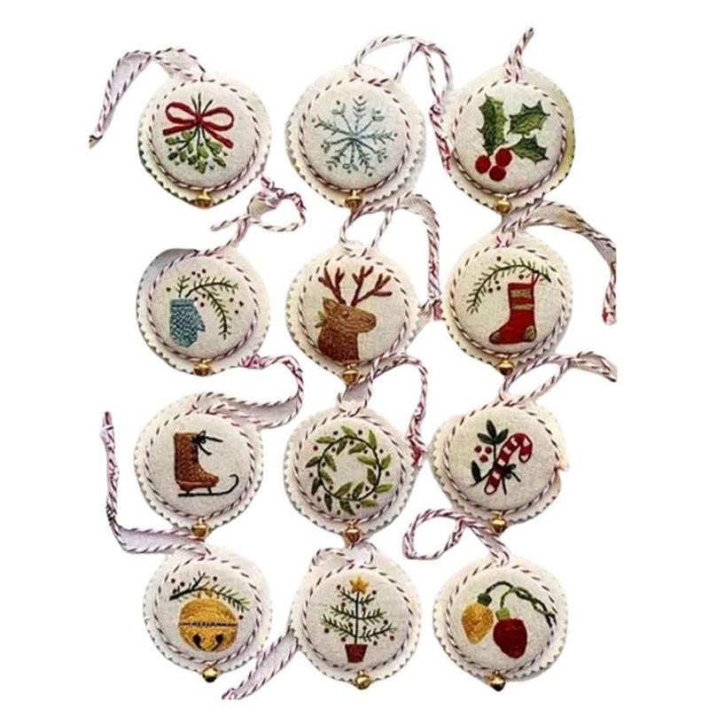 

AEE4-Jolly And Bright Hand Embroidery Ornaments Kit,Christmas Embroidery Kit,Festival Ornament Kits