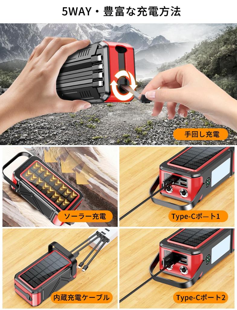 New Arrival Large METI Solar Mobile 3A Fast 4 Dual 7 Devices Simultaneously Power Flashlight LED Emergency SOS Compatible with Devices & 80,000mAh