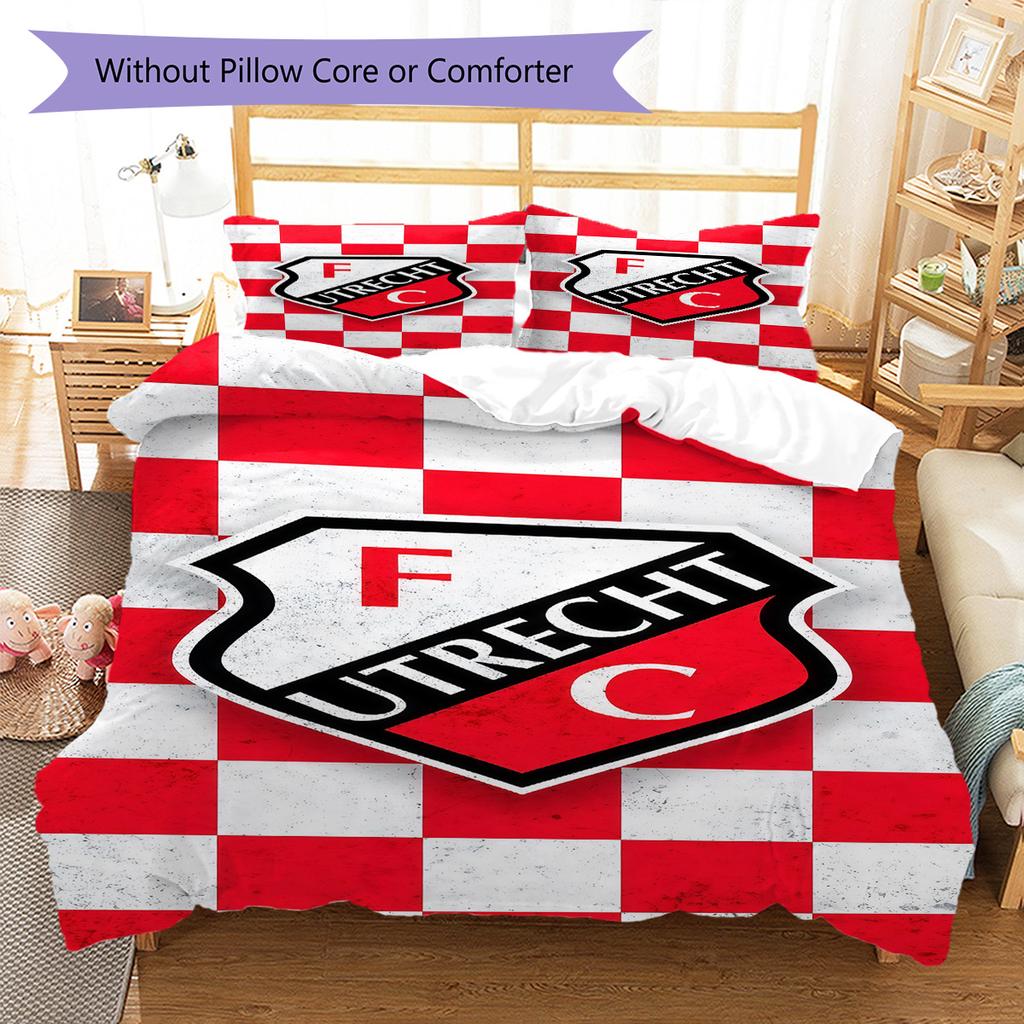FC Utrecht  Pattern Bedding Quilt Set Quilt Cover Pillowcase Home Decoration Birthday Gift (1 * Duvet Cover + 2 * Pillowcase, Without Core)