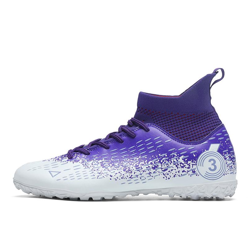 

Новые высококачественные амортизирующие противоскользящие износостойкие высокие кеды для детей и взрослых с короткими шипами для уличного футбола 39 фиолетовый