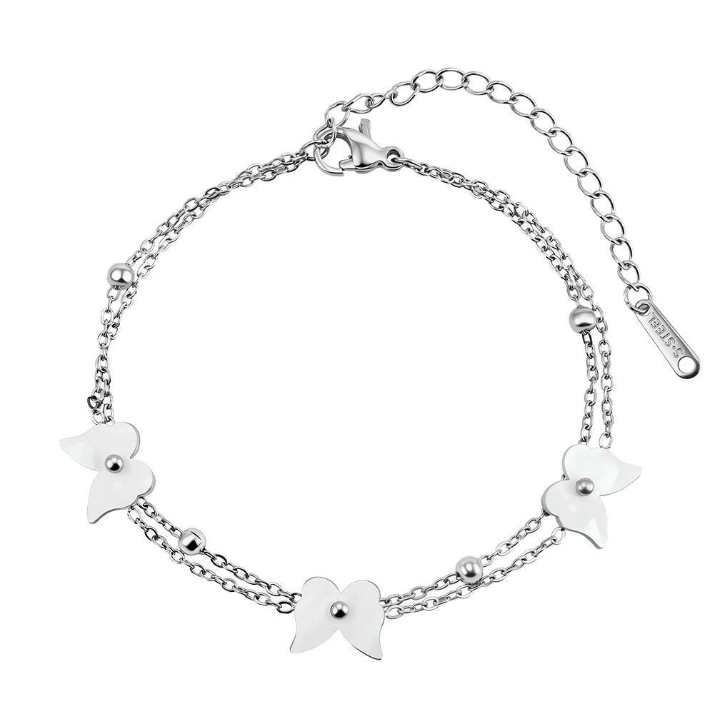 Small Batch Custom Logo Anti Tarnish Titanium Steel Women Flowers Ins butterfly Bracelet Accessories  Source Factory