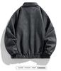 Men's Plus Size PU Leather Jacket - Hong Kong Style Autumn/Winter, Lapel, Pure Color, Casual Couple Outerwear for Chubby Individuals