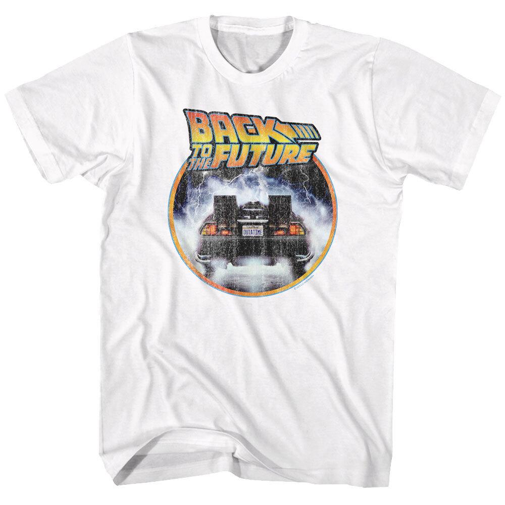 Back To The Future Movie Circle DeLorean OUTATIME License Plate Men T Shirt S