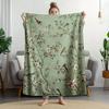 A Super Soft Vintage Bird And Floral Branch Patterned Fleece Blanket - Suitable for All Seasons, Comfortable Throw For, Sofa, Or