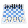 Chess Set Plastic Chess Pieces PU Blue White Chess Board Black Drawstring Pocket Chess Game Set for