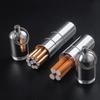 1pc Waterproof Cigarete Case Silver Aluminum Alloy Cigarette Box Pill Toothpick Capsule Holder with Keychain Mens Gift