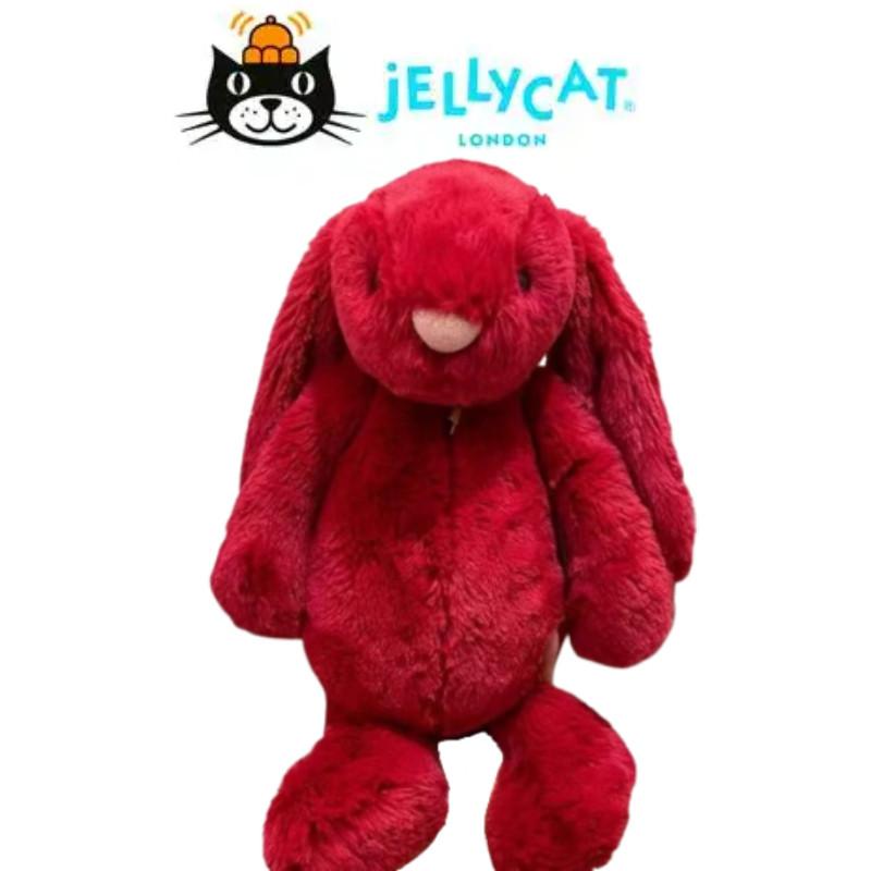 Jellycat Red Bonnie Bunny Plush Toy With Short Fur For Kids And Collectors