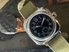 Military Watch Cushion Watch Black Dial Green Cloth Strap [M.R.M.W.]