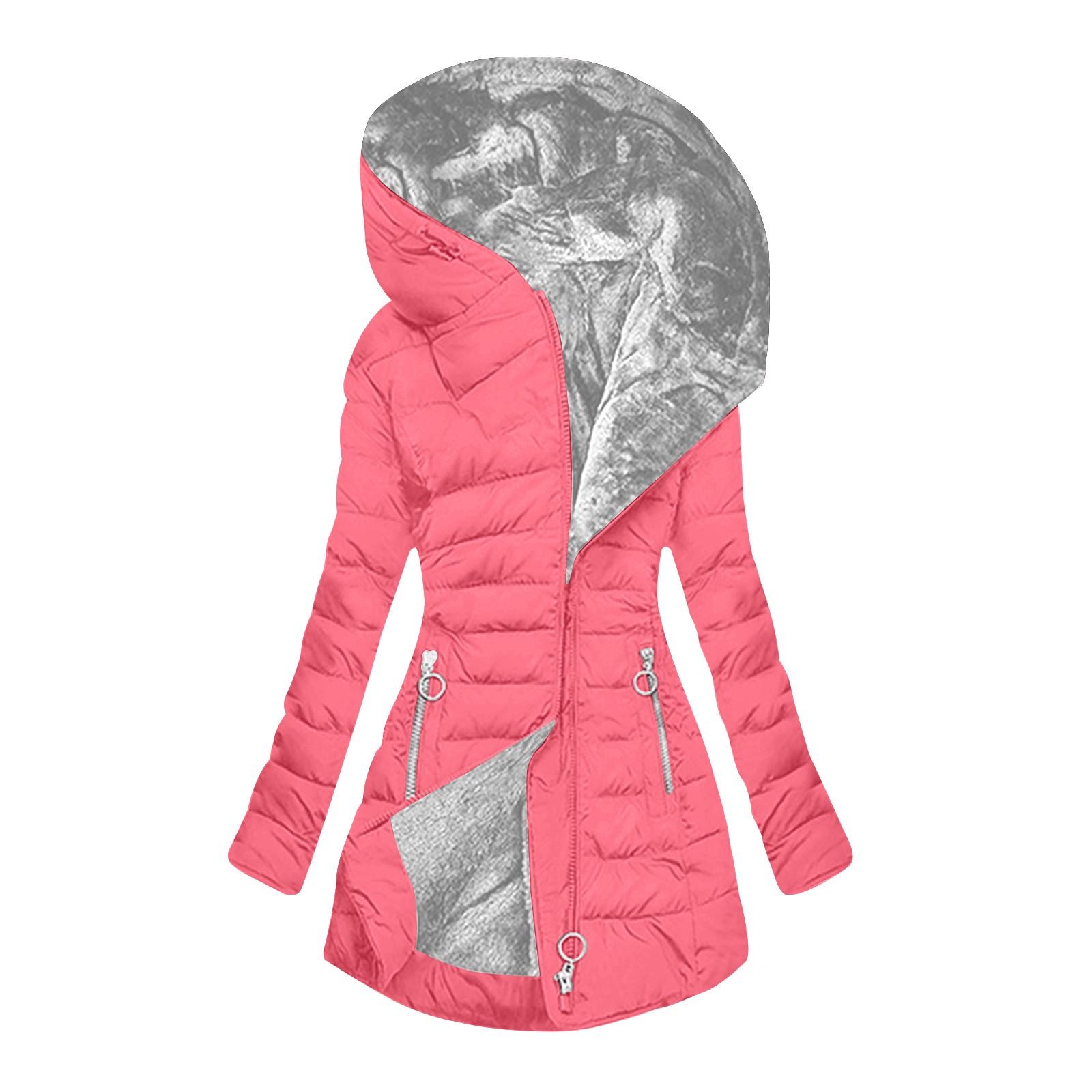 

Женская теплая хлопковая куртка с капюшоном и карманами, длинная куртка на молнии, хлопковая куртка XL арбуз красный