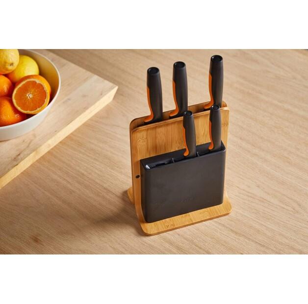Fiskars Functional Form Knife Set with Bamboo Block, 5 Pieces (1057552)