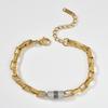 2026 Paper Pattern Black Gold Cylindrical Inlaid Zircon Square Splicing Bracelet, The Same Personality Bracelet for Men and Women