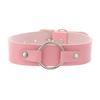 Unisex Round Ring PU Leather Choker, Harajuku Punk Adjustable Neck Collar