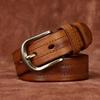 Men's Belt Retro Rub Colored Distressed Genuine Cattlehide Leather Surface Casual Denim Overalls Belt