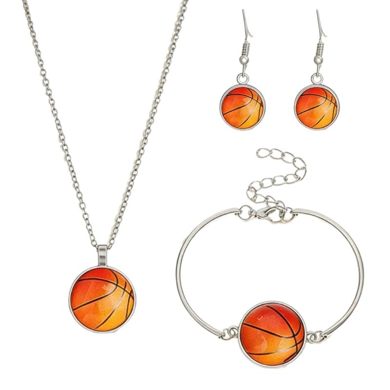 

Zinc Alloy Jewelry Set Sporty Earring Necklace Bracelet Accessories for Women Unique Gift for Sports Lovers