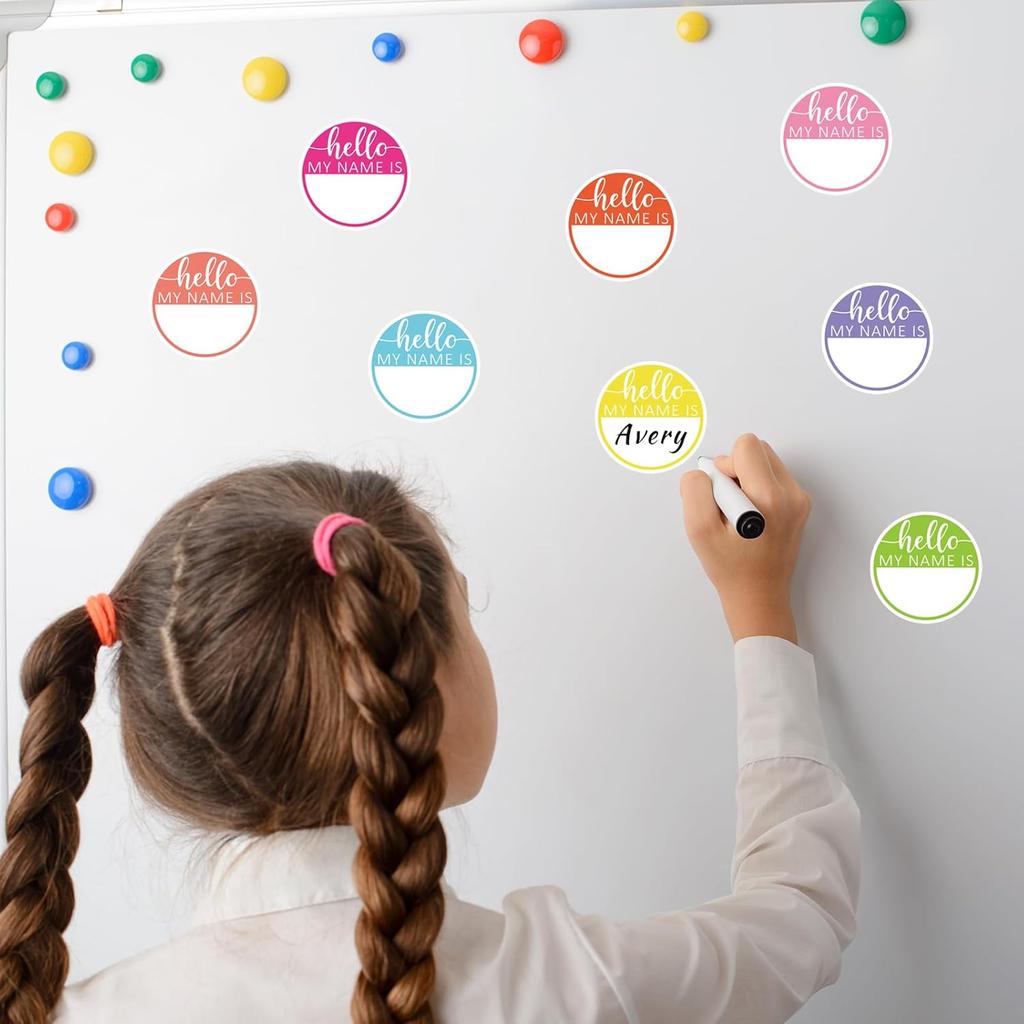 315Pcs Hello My Name is Name Tag Macaron Round Nameplate Sticker 9 Colors Classroom Bulletin Board Decor Colorful Label Sticker for Back to School