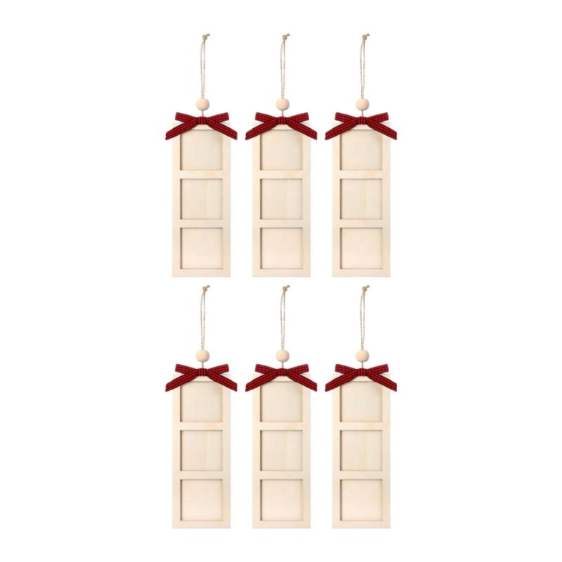 

6Pcs Farmhouses Wood Picture Frames Holiday Ornaments For Personalizing Gift Memory On Fireplaces Wall Or Christmas Tree 1