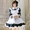 [Milky Time] Maid Outfit, Choice of Colors, Short or Long Sleeves, 2-Way Design, Maid Cosplay, Halloween (Black, Size XL)
