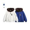 Unisex Thick Cotton Puffer Jacket With Removable Faux Fur Collar Oversized Fit Winter Coat Men Women