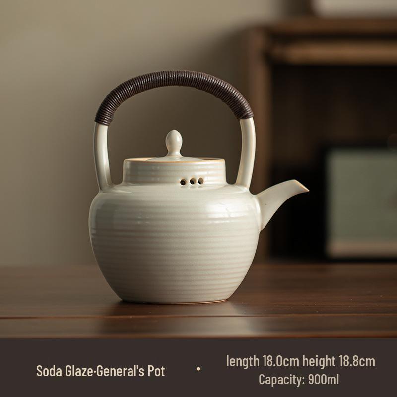 Clay Tea-Boiling Set: Charcoal Stove & Side-Handled Pot for Outdoor & Household Use.