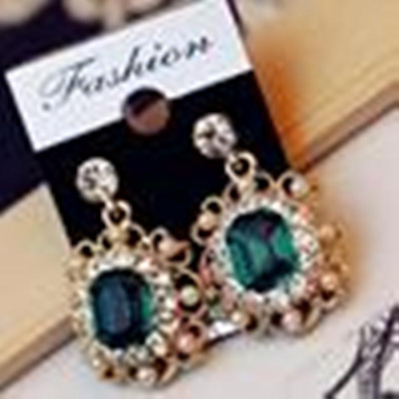 Vintage Court Style Diamond And Pearl Fashion Sparkling Crystal Square Stud Earrings