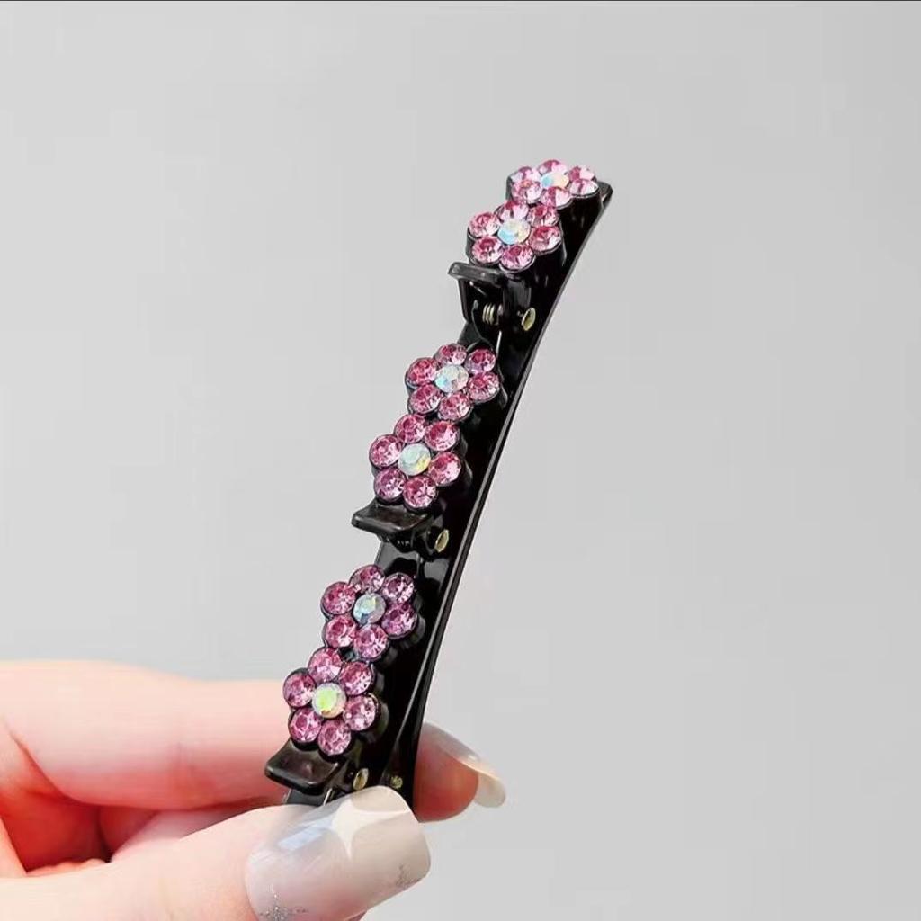 Rhinestones Braided Hair Clips For Girls Hairclip with 3 Flowers Hair Span With Crystalllume Women Hairpin Hair Accessories
