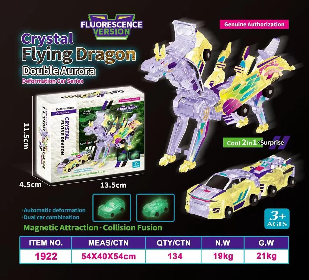 Non-Toxic Car God Quick Transformation Toy Dinosaur Flying Dragon Combination Pegasus Unicorn Magnetic Collision Transformation Fun Toy