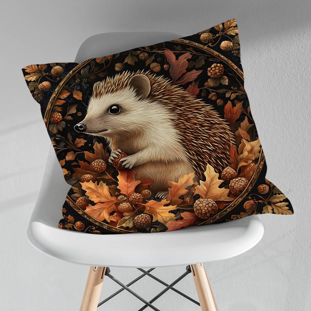 Retro Vintage Hedgehog Pillowcase for Sofa Room Office Decor Printing  Merchandise AllMatch Cushion Cover