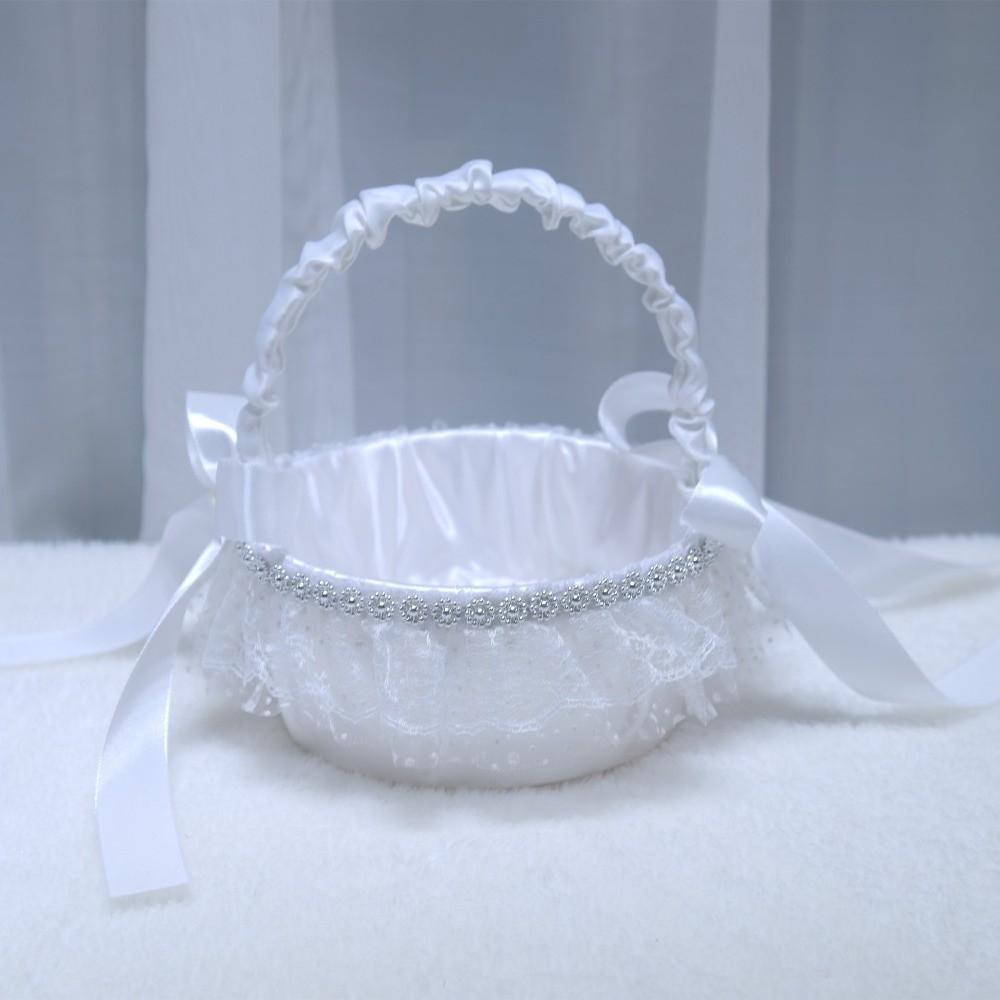 Cesto da Sposa in Tessuto Cesto Fiorito in Pizzo Bianco Cesto Fiorito Matrimonio Vintage Cerimonia Nuziale