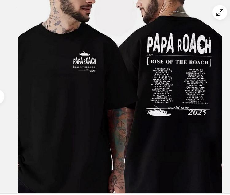 Papa Roach Rise Of The Roach 2025 North American Tour TShirt Unisex T-Shirt XXXL