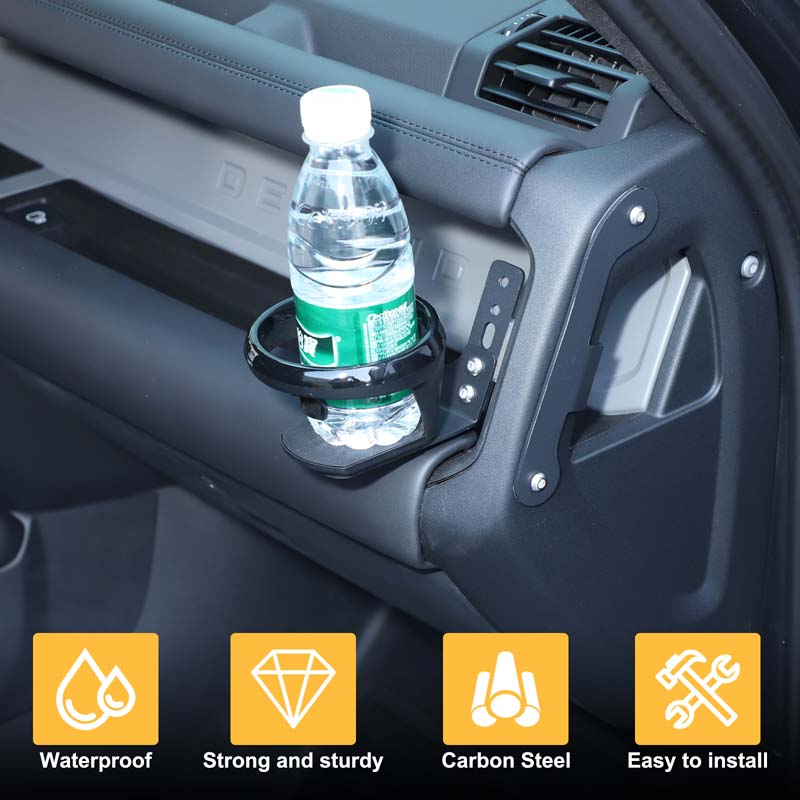 BJL1 For Land Rover Defender 110 130 2020-2026 Carbon Steel Black Car Passenger Dashboard Side Cup Holder Interior Car Accessories