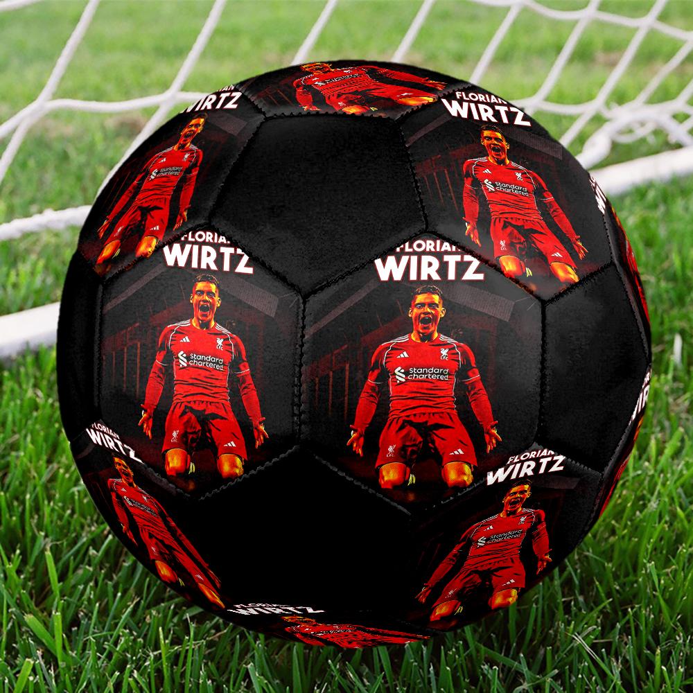 Florian Wirtz Indoor Soccer Ball Colorful Machine Stitched PVC Size 5 Team Training Competition Ready Durable High-Bounce Cool Sports Gift