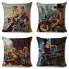 Vintage Sexy Motorrad Lady Kissenbezug Dekor Ölgemälde Cartoon Frauen Kissenbezug für Sofa Auto Polyester Kissenbezug 45x45