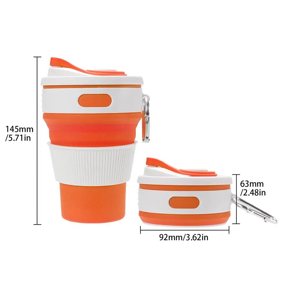 Folding Silicone Cup With Carabiner Portable Telescopic Drinking Collapsible Coffee Cup Multi-function Foldable Mug For Travel
