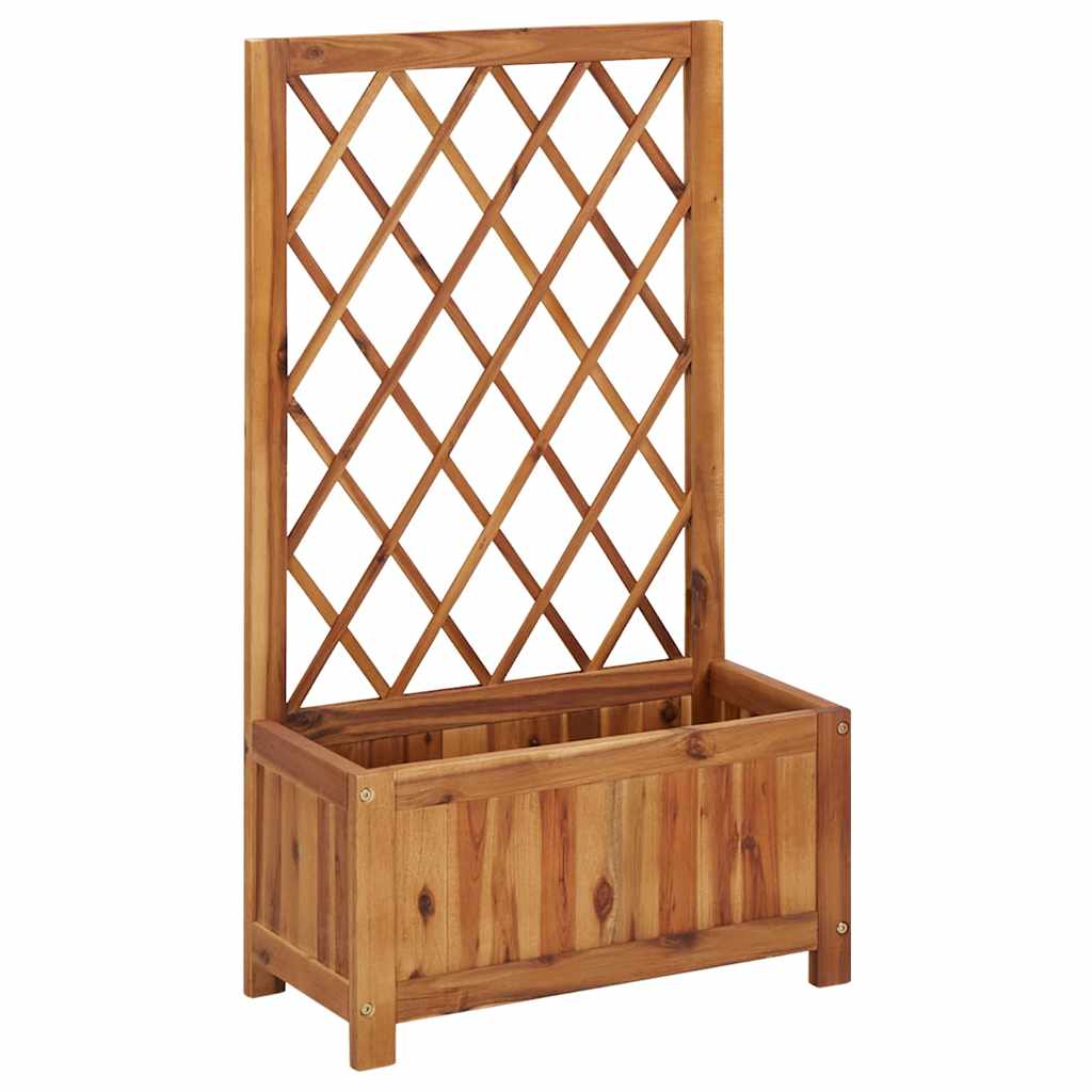Vidaxl Raised Planter with Trellis, Solid Acacia Wood