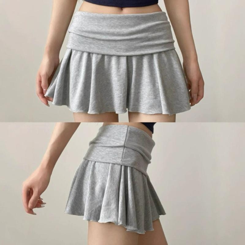 Waist-Flipping Ruched Skirts Prevent Exposure Golf Sports Women Short Dress High Elasticity Athletic Short High Waist Skirt