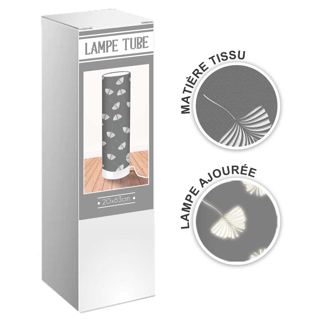 Les Trésors De Lily [A0540] - Gray 'Boho' Fabric Tube Lamp - 63x20 Cm