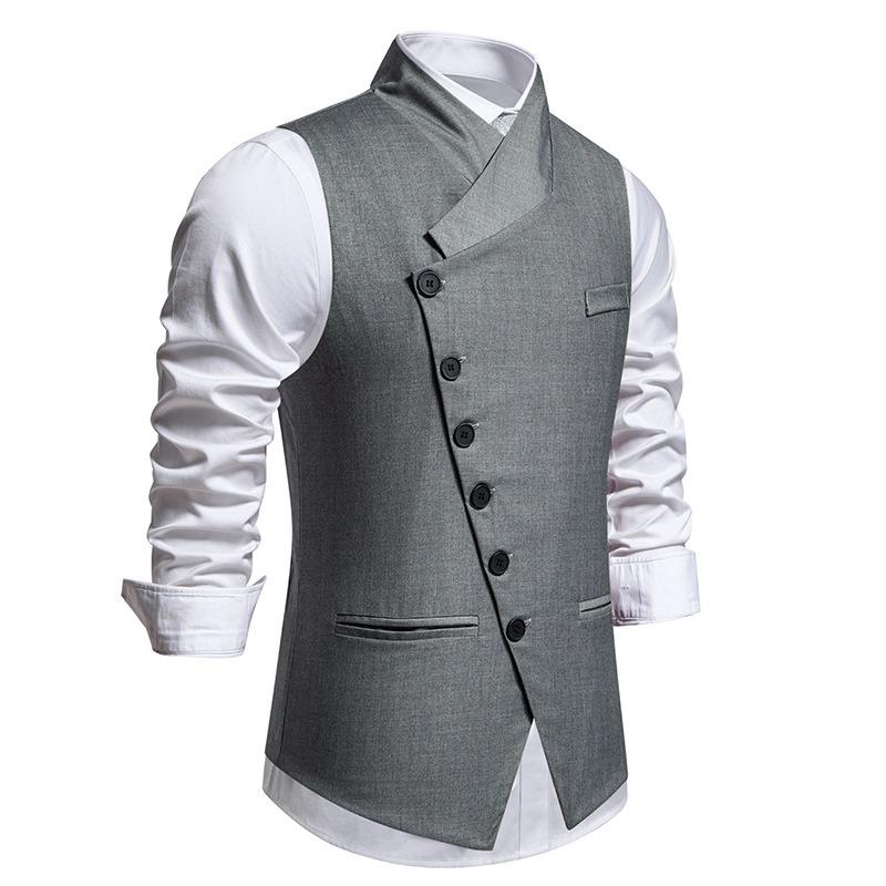 Mens Single Breasted Slanted Placket Formal Suit Waistcoat Vest For Wedding Party