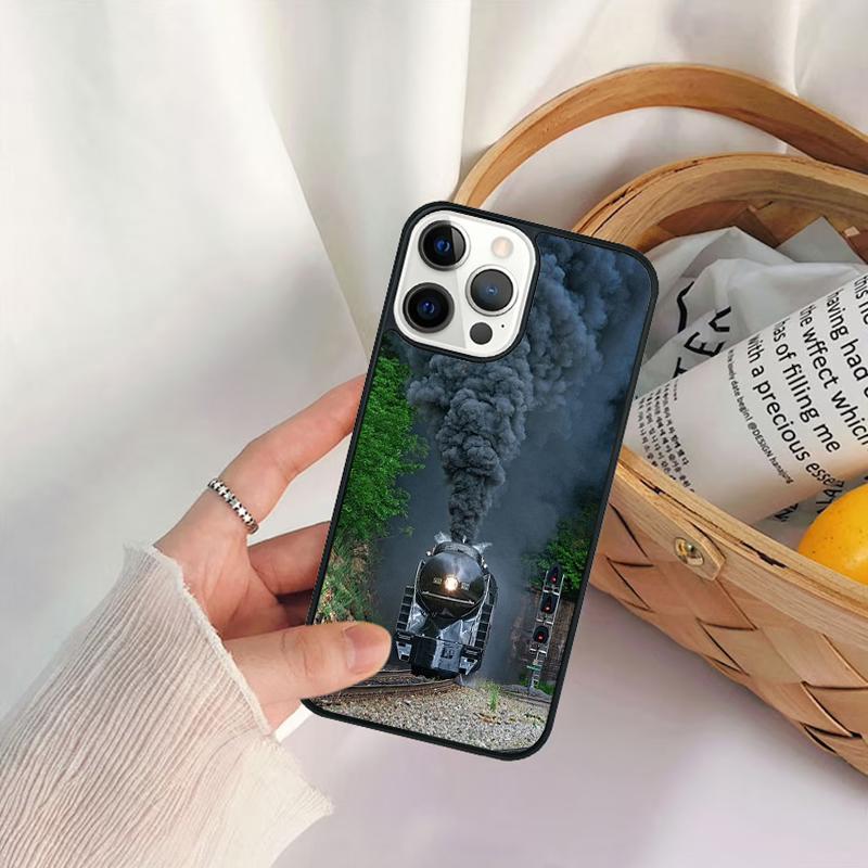 Vintage Steam Train Railway Phone Case For iPhone 17 Air 16 15 14 11 12 13 Pro  MAX Plus coque Cover Shell