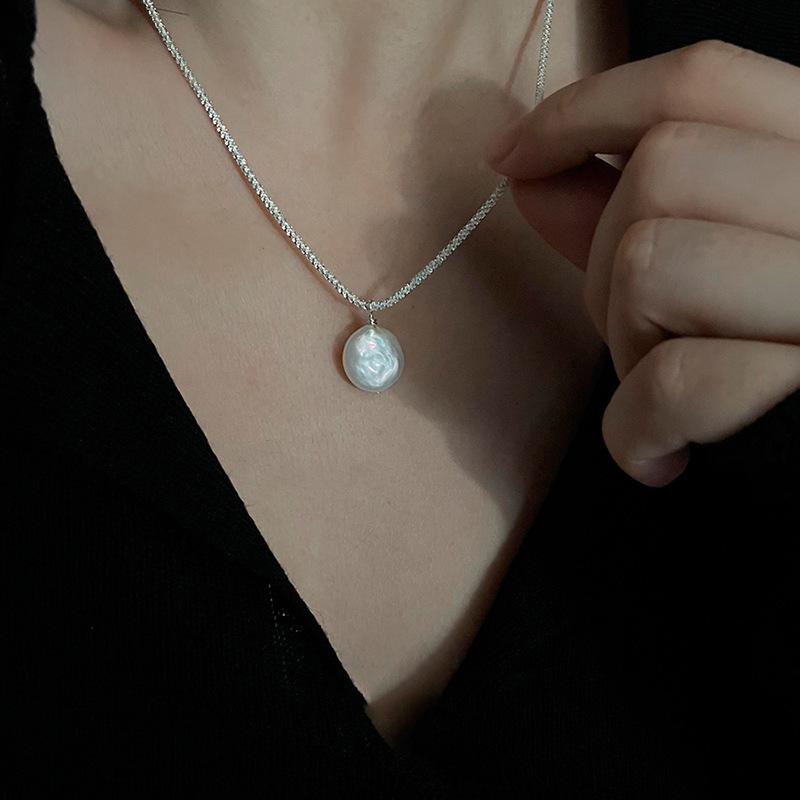 PANJBJ 925 Sterling Silver Irregular ShellNecklace for Women Minimalism Fashion Design Trend Sweet Jewelry Gift Dropshipping